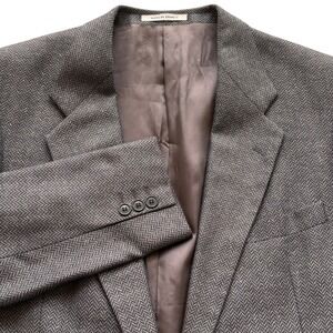 Yves Saint Laurent Menswear Blazer 42L Herringbone Wool GrayMade in France